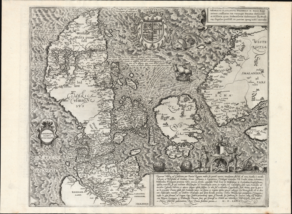1585 Braun and Hogenberg / Marcus Jordanus Map of Denmark: First by a Dane!