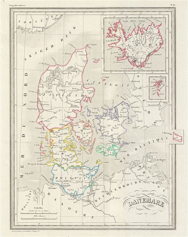 1843 Malte-Brun Map of Denmark