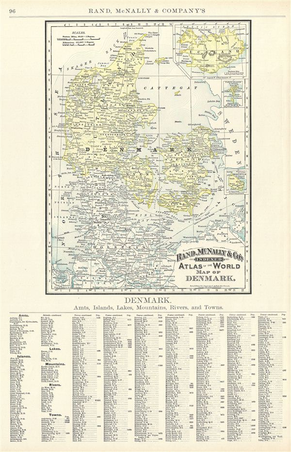 1892 Rand McNally Map of Denmark