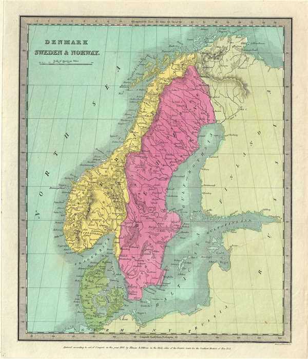 1833 Burr Map of Scandinavia (Denmark, Sweden and Norway)