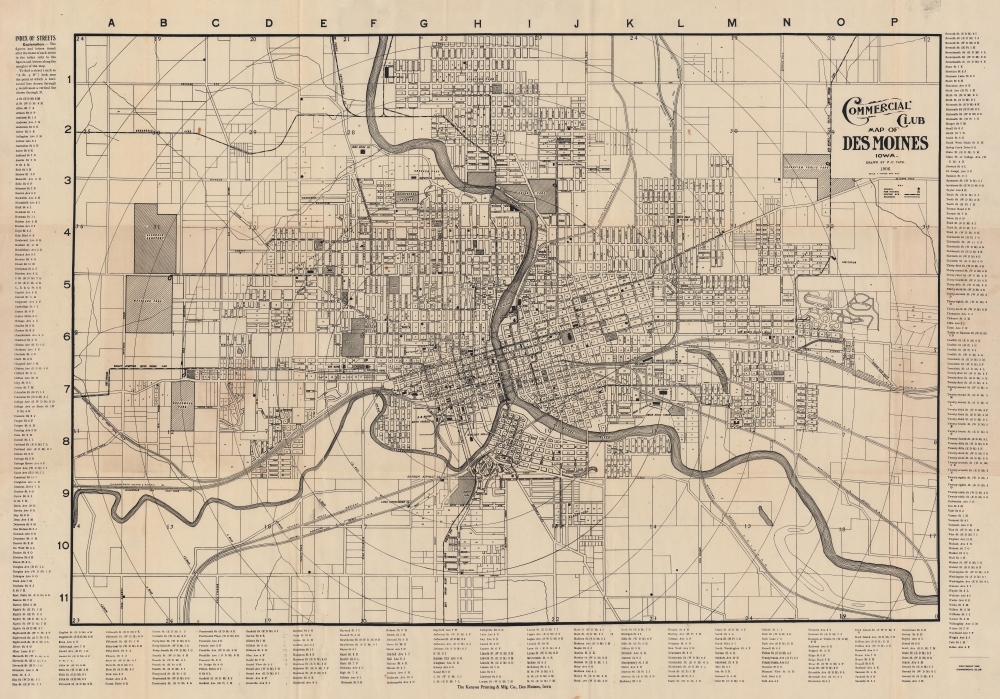 Commercial Club Map of Des Moines, Iowa. - Main View