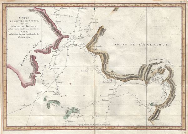 Carte de l'Entrée de Norton, et du Detroit de Bhering ou Von vou le Cap le plus oriental de l'Asie, et la Pointe la plus occidentale de l'Amerique. - Main View