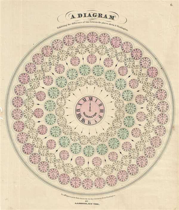 A Diagram Exhibiting the difference of time between the places shown and Washington. - Main View