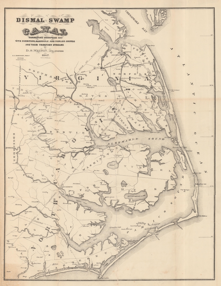 Dismal Swamp Canal Connecting Chesapeake Bay with Currituck, Albemarle and Pamlico Sounds and Their Tributary Streams. - Main View