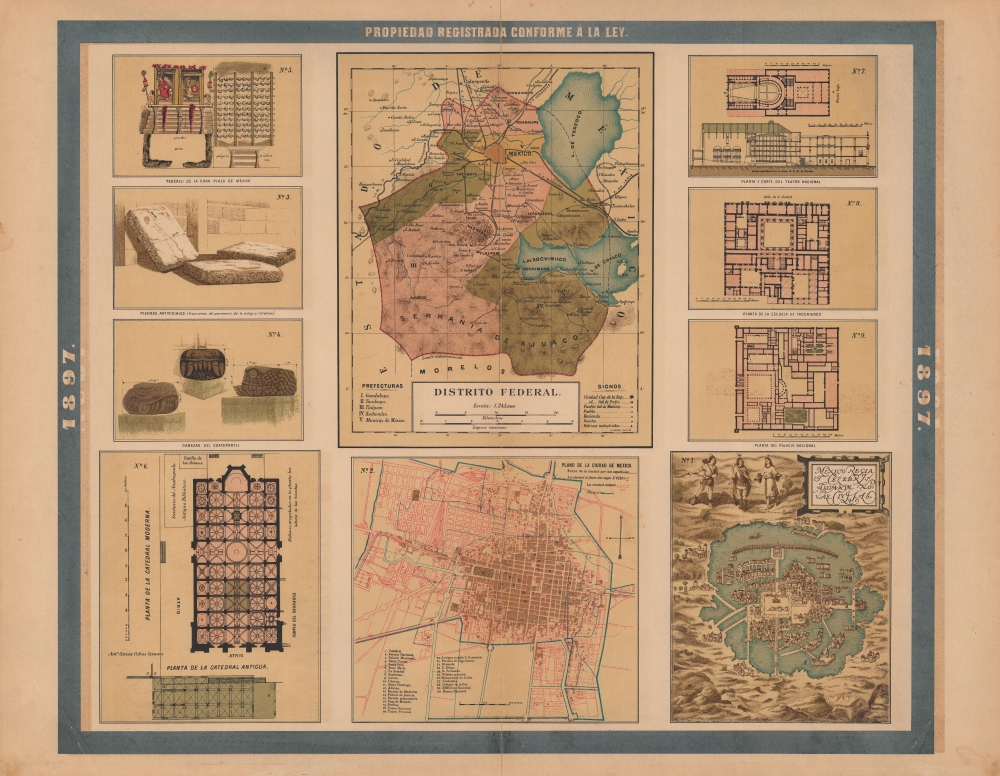 1897 Garcia Cubas Map of Mexico City, Federal District