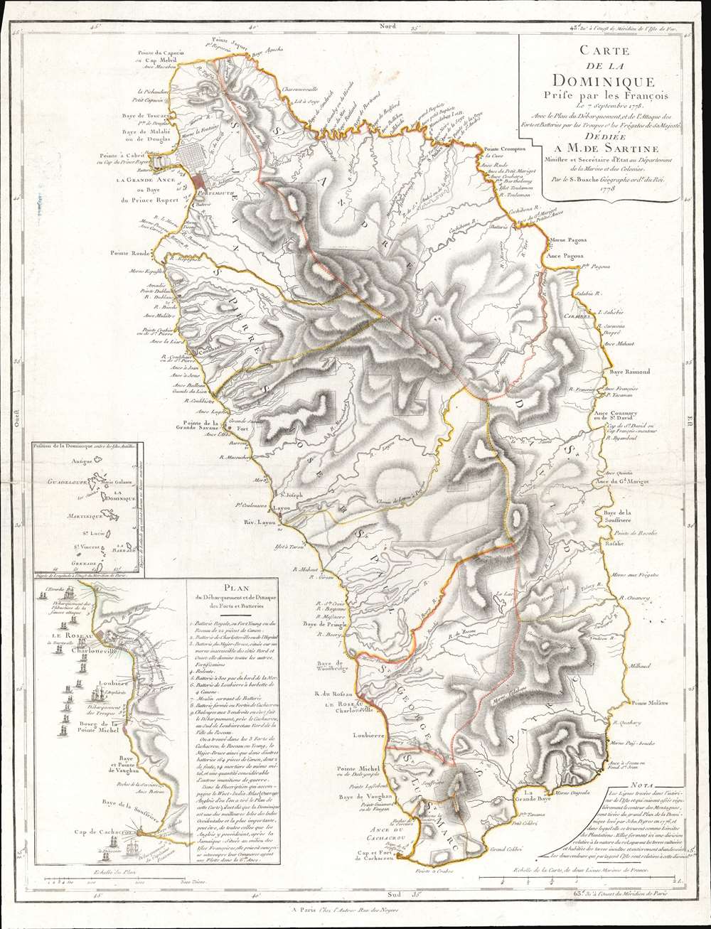 Carte de la Dominique Prise par les Francois Le 7 septembre 1778... - Main View