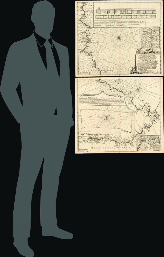 Nieuwe zeer Accurate, en Naauwkeurige Caart vande Rivierde Don of Tanais, Met aanwijzinge van alle des Selfs Dieptens, Droogtens etc. afgemeeten in 't Iaar 1699. - Alternate View 1