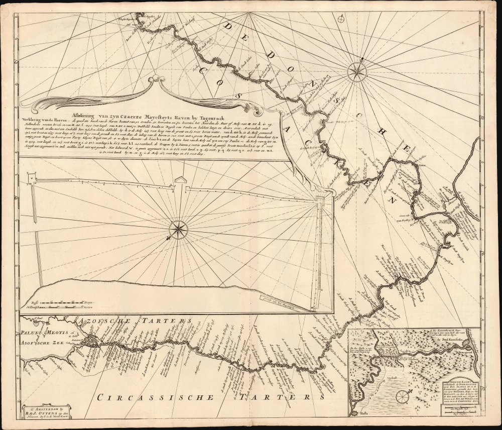 Nieuwe zeer Accurate, en Naauwkeurige Caart vande Rivierde Don of Tanais, Met aanwijzinge van alle des Selfs Dieptens, Droogtens etc. afgemeeten in 't Iaar 1699. - Alternate View 3
