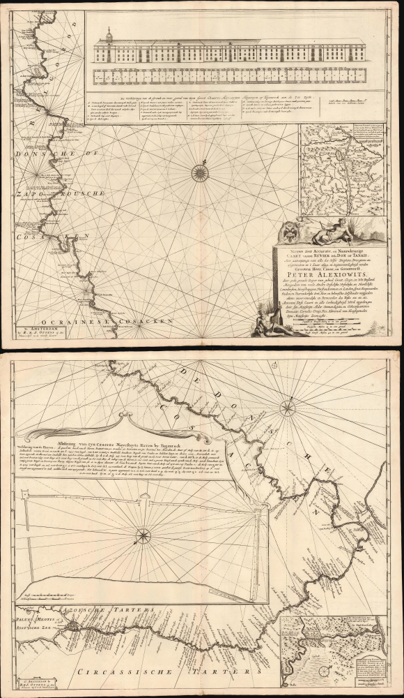 1704 / 1729 Cornelis Cruys Chart of the Don River, Russia