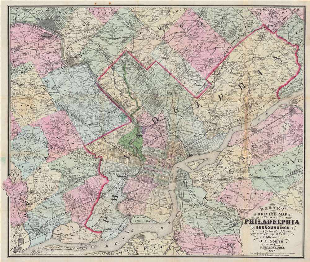 Barnes' Driving Map of Philadelphia and Surroundings. - Main View
