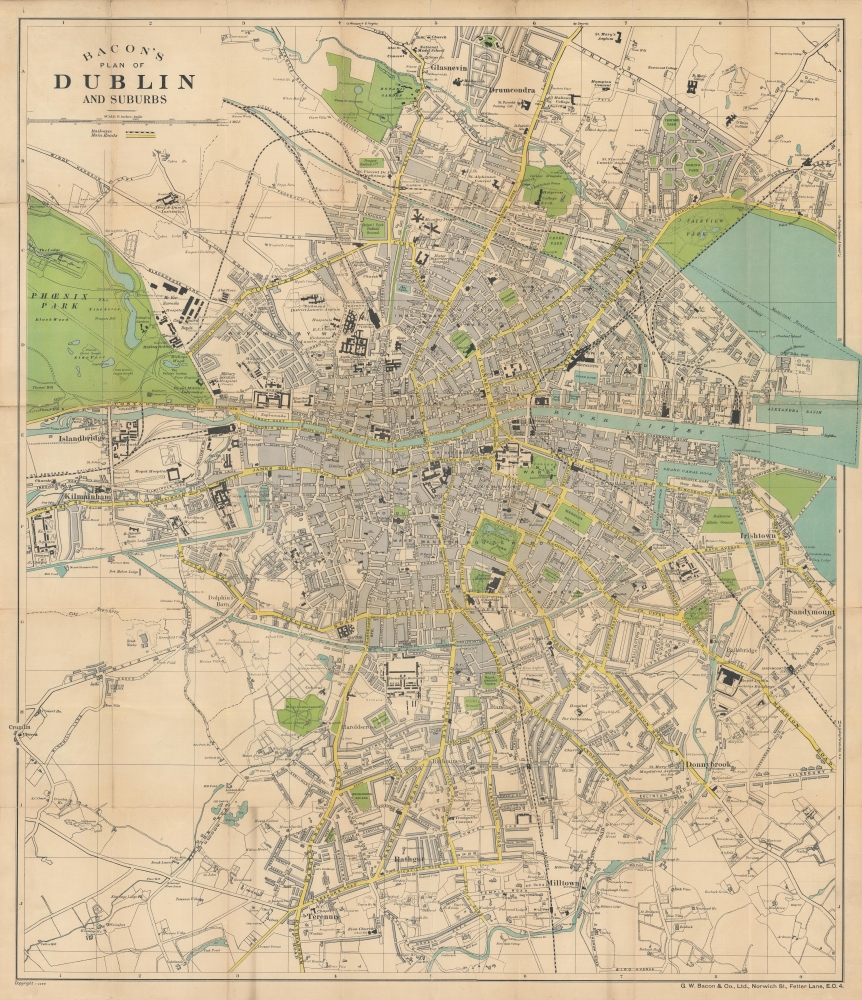 Bacon's plan of Dublin and suburbs. - Main View