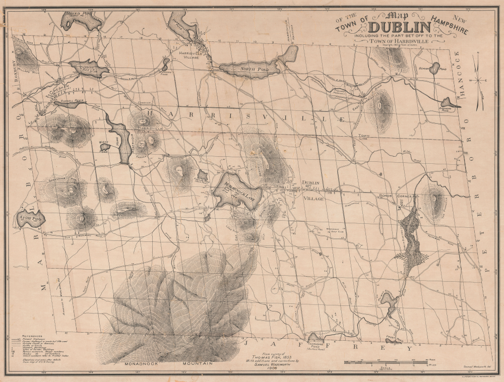 1906 Fisk / Wadsworth Map of Dublin, New Hampshire