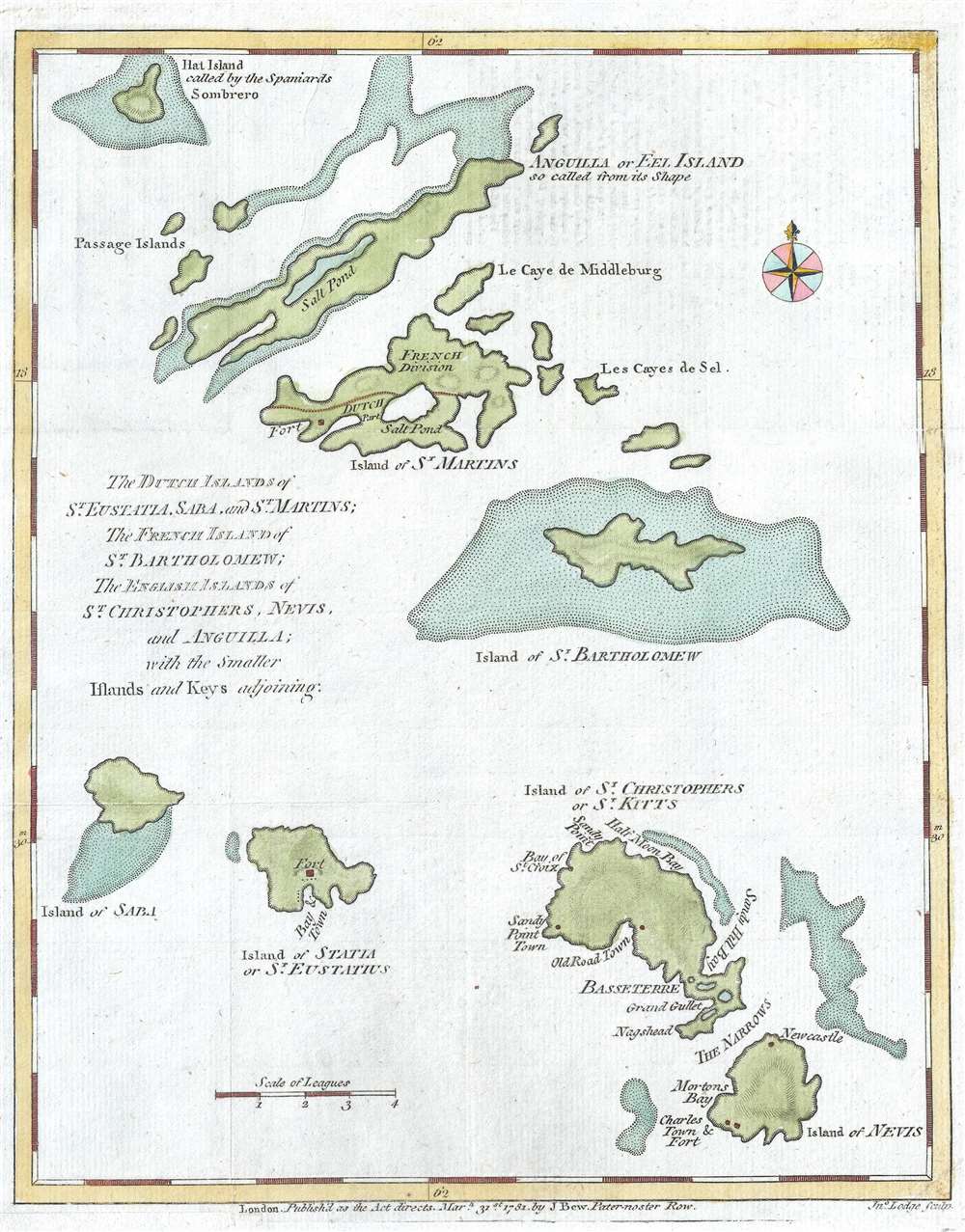The Dutch Islands of St. Eustatia, Saba, and St. Martins; The French Island of St. Bartholomew; The English Islands of St. Christophers, Nevis, and Anguilla; with the smaller Islands and Keys adjoining. - Main View