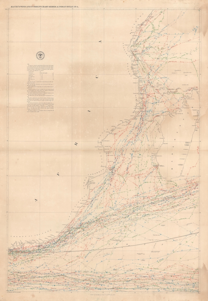 Maury's Wind and Current Chart Series A, Indian Ocean No. 4. - Main View