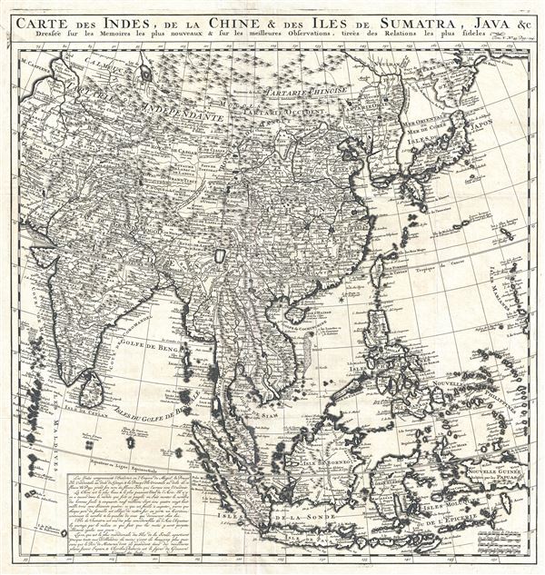 Carte des Indes, dea la Chine and des Iles de Sumatra, Java and c. Dressee sur les Memoires les pulus nouveaux and sur les meilleures Observations, tirees des Relations les plus fideles. - Main View