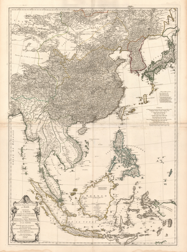 Seconde partie de la Carte d'Asie contenant La Chine et Partie de la Tartarie, L'Inde au de la du Gange, les Isles Sumatra, Java, Borneo, Moluques, Philippines, et du Japon. - Main View