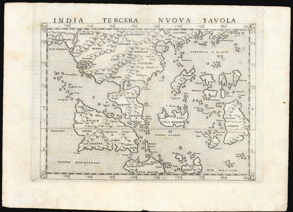 1561 Ruscelli Map of the East Indies and the Straits of Malacca