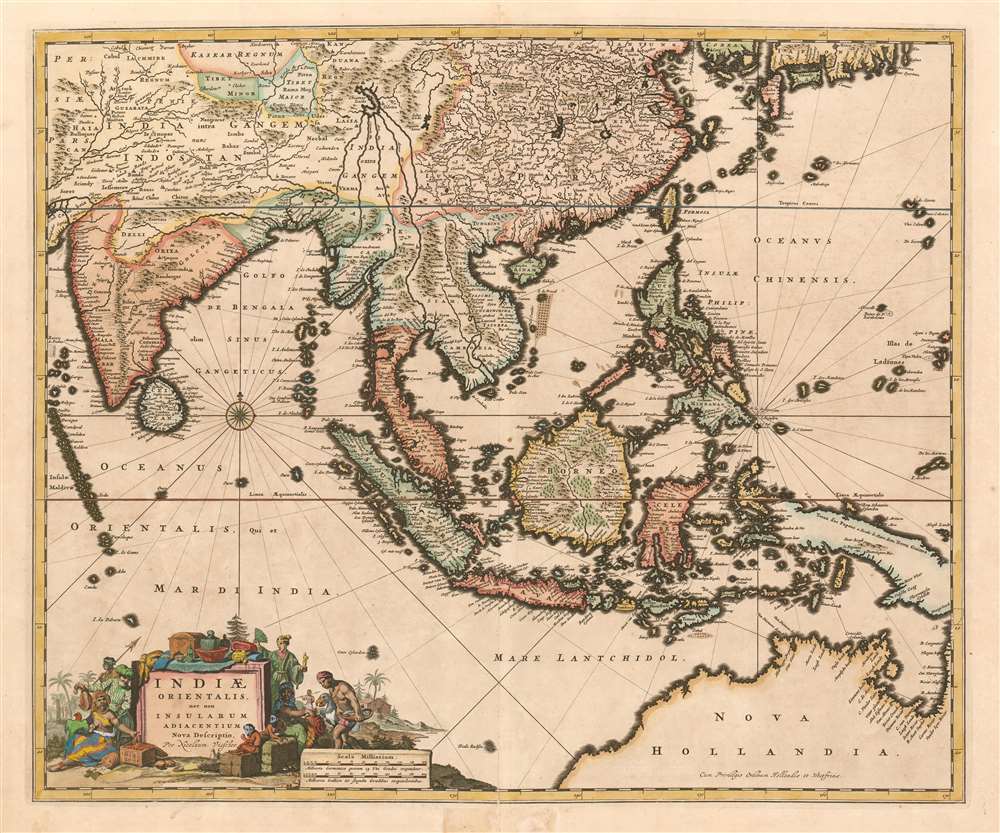 1657 Visscher Map of the East Indies, Southeast Asia, and Australia