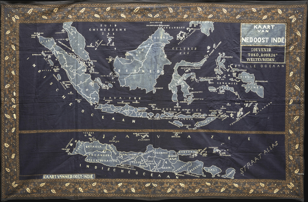1925 Batik Map of Dutch East Indies (Indonesia) on cotton