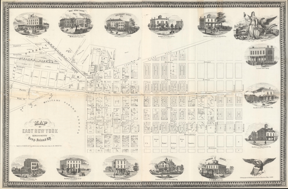 1859 Kraetzer Real Estate Promotional Map of East New York, Brooklyn