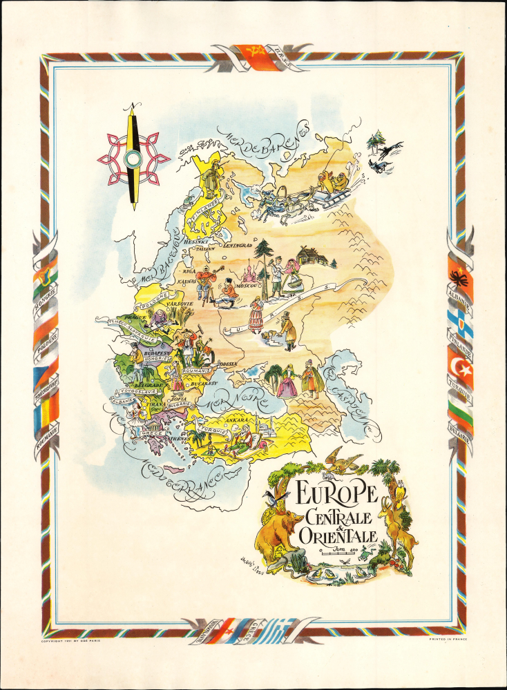1951 Liozu Pictorial Map of Central and Eastern Europe