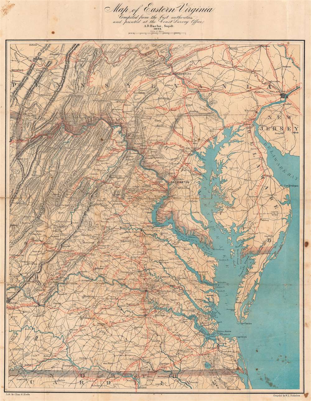 Map of Eastern Virginia. - Main View