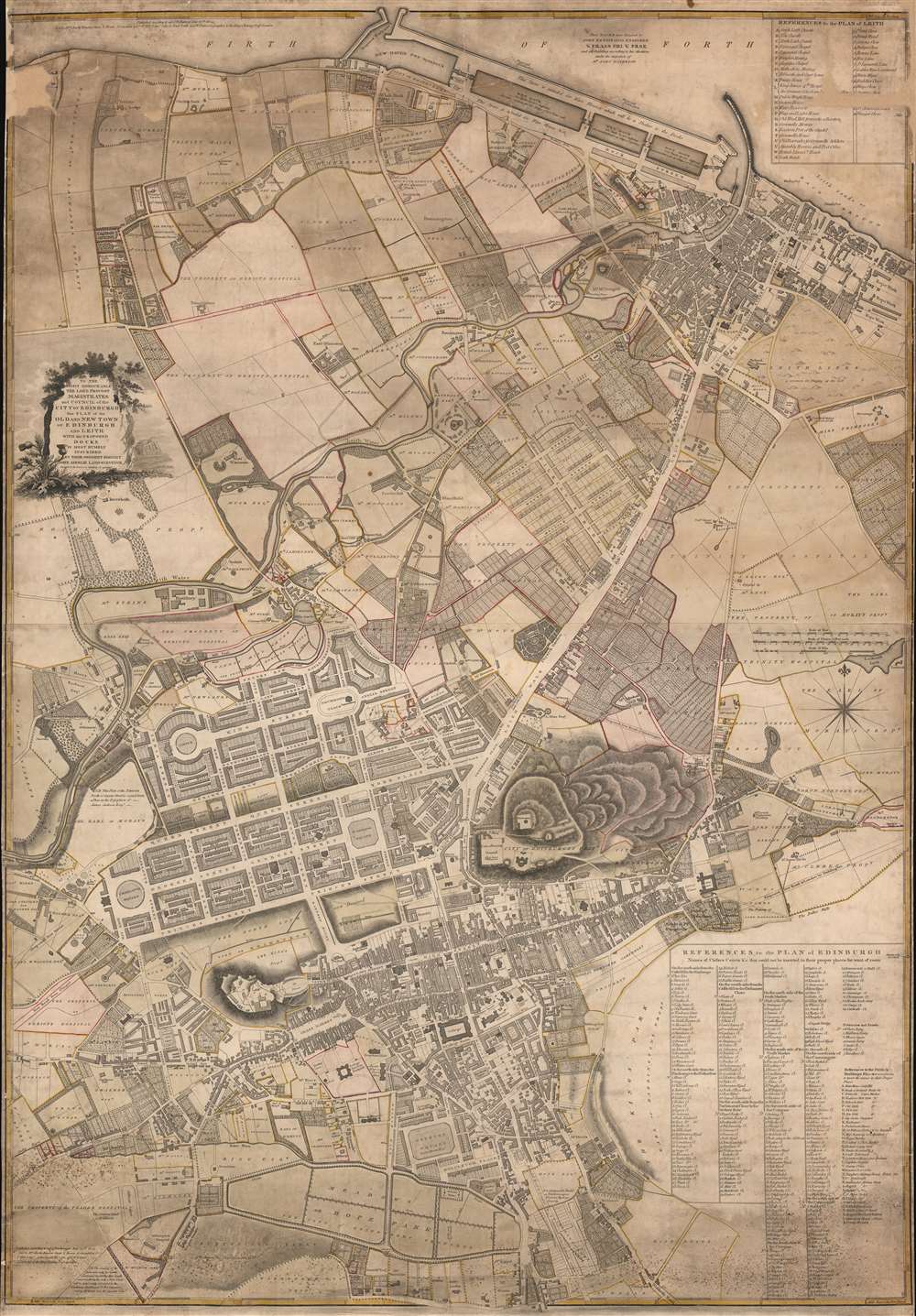 To the Right Honourable The Lord Provost Magistrates. and Council of the City of Edinburgh this Plan of the Old and new Town of Edinburgh and Leith With the Proposed Docks is Most Humbly Inscribed by Their Obedient Servant John Ainslie Land-Surveyor. - Main View