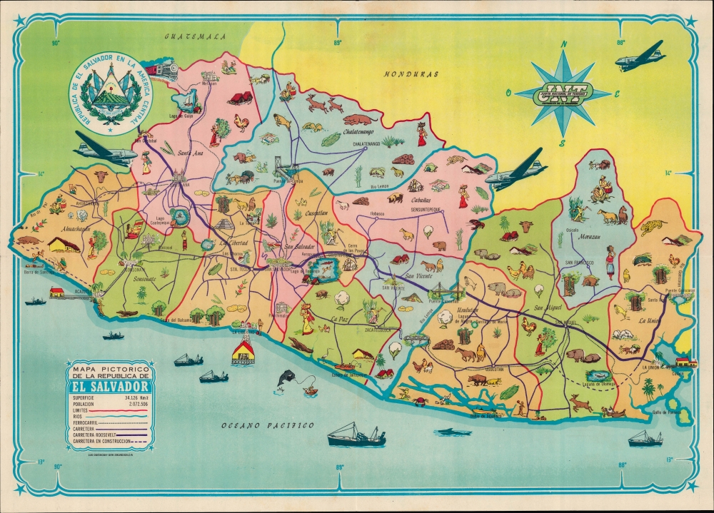 Mapa Pictorico de la Republica de El Salvador. - Main View
