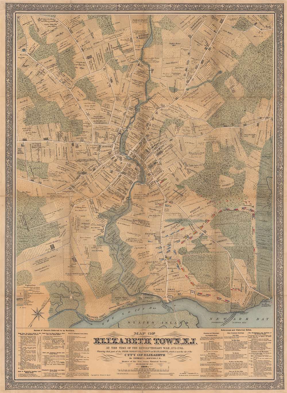 Map of Elizabethtown, N.J. at the Time of the Revolutionary War, 1775 - 1783. Showing that part of the Free Borough and Town of Elizabeth, which is now the site of the City of Elizabeth. - Main View