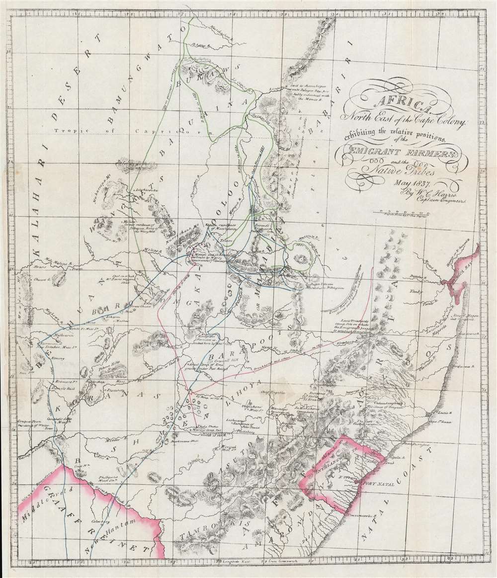 Africa, North East of the Cape Colony exhibiting the relative positions of the Emigrant Farmers and the Native Tribes. - Main View