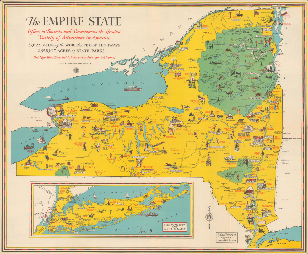 1932 Fay and McAvoy Pictorial Map of New York