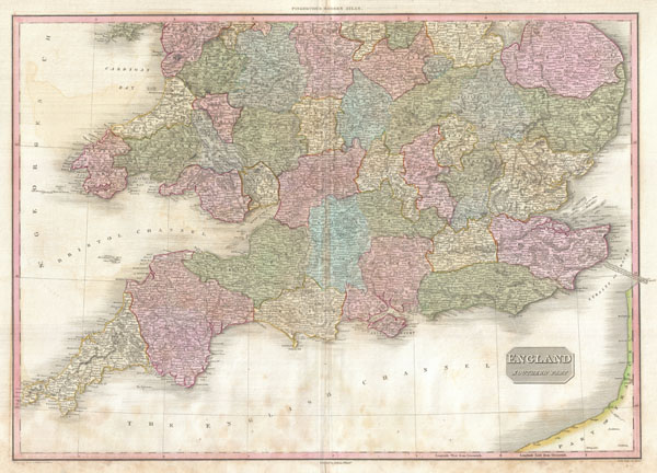 1818 Pinkerton Map of Southern England ( includes London )