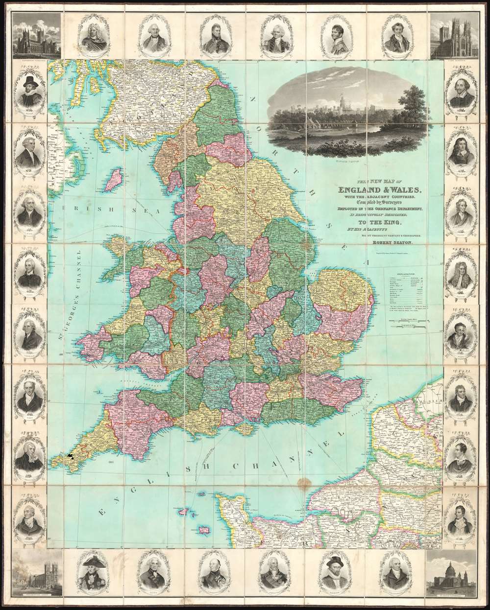 This New Map of England and Wales, with the Adjacent Countries, Compile by Surveyors Employed in the Ordnance Department, is Respectfully Dedicated to the King. - Main View