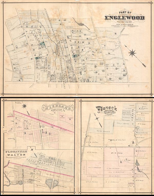1876 Walker Map of Northeastern Englewood, New Jersey