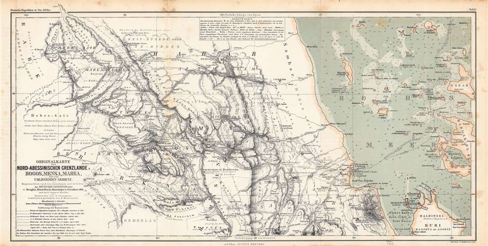 Originalkarte der Nord-Abessinischen Grenzlande Bogos, Mensa, Marea und der umliegenden Gebiete... - Main View