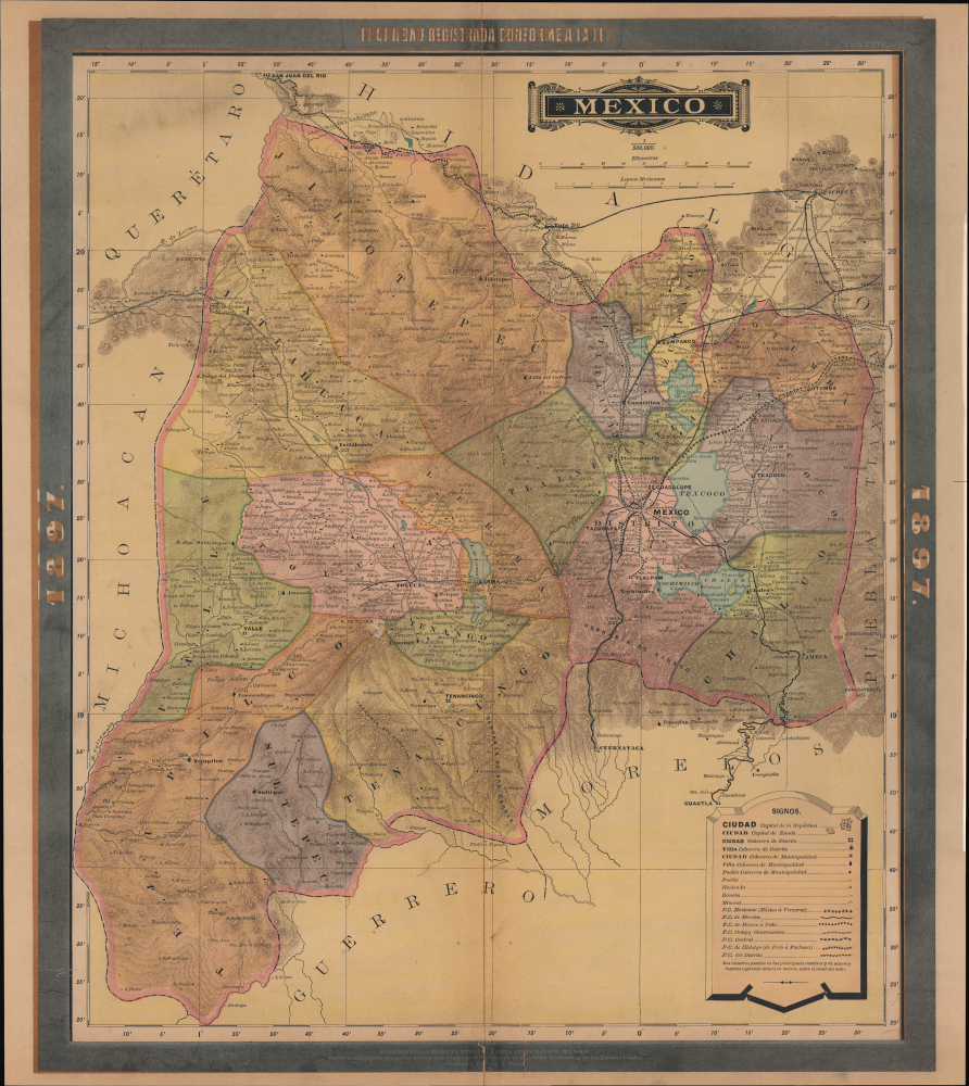 1897 Garcia y Cubas Map of Estado de Mexico