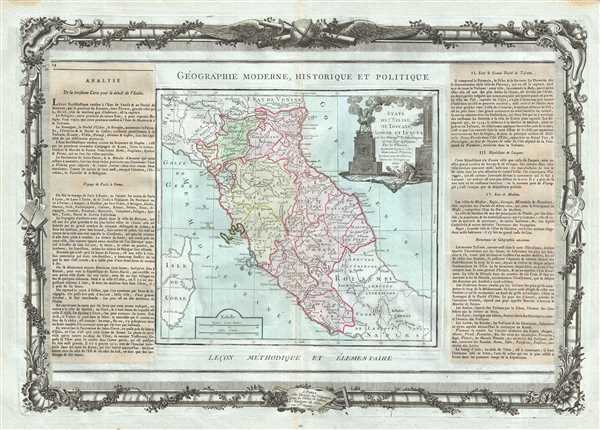 1786 Desnos and de la Tour Map of Central Italy