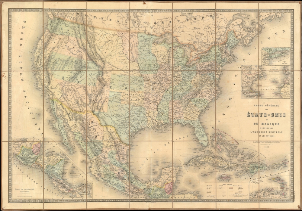 Carte Générale des États-Unis et du Mexique comprenant l'Amérique Centrale et les Antilles. - Main View