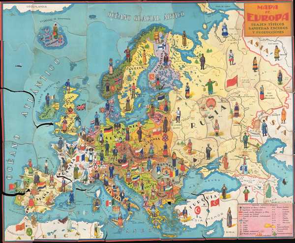 1932 Chocolates Jaime Boix Trading Card Pictorial Map of Europe