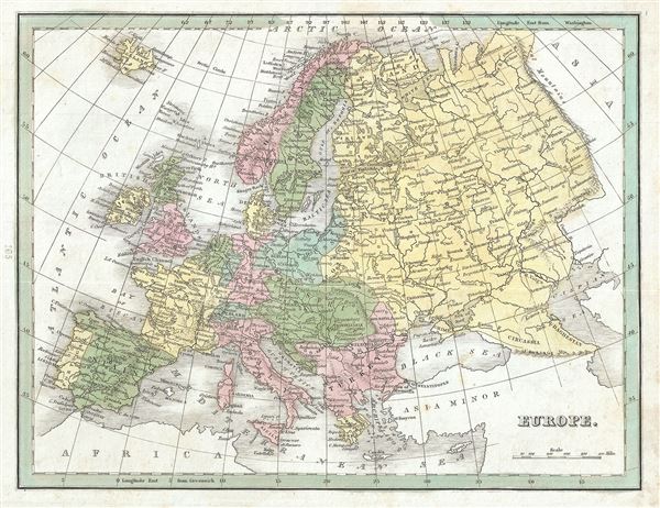 1835 Bradford Map of Europe