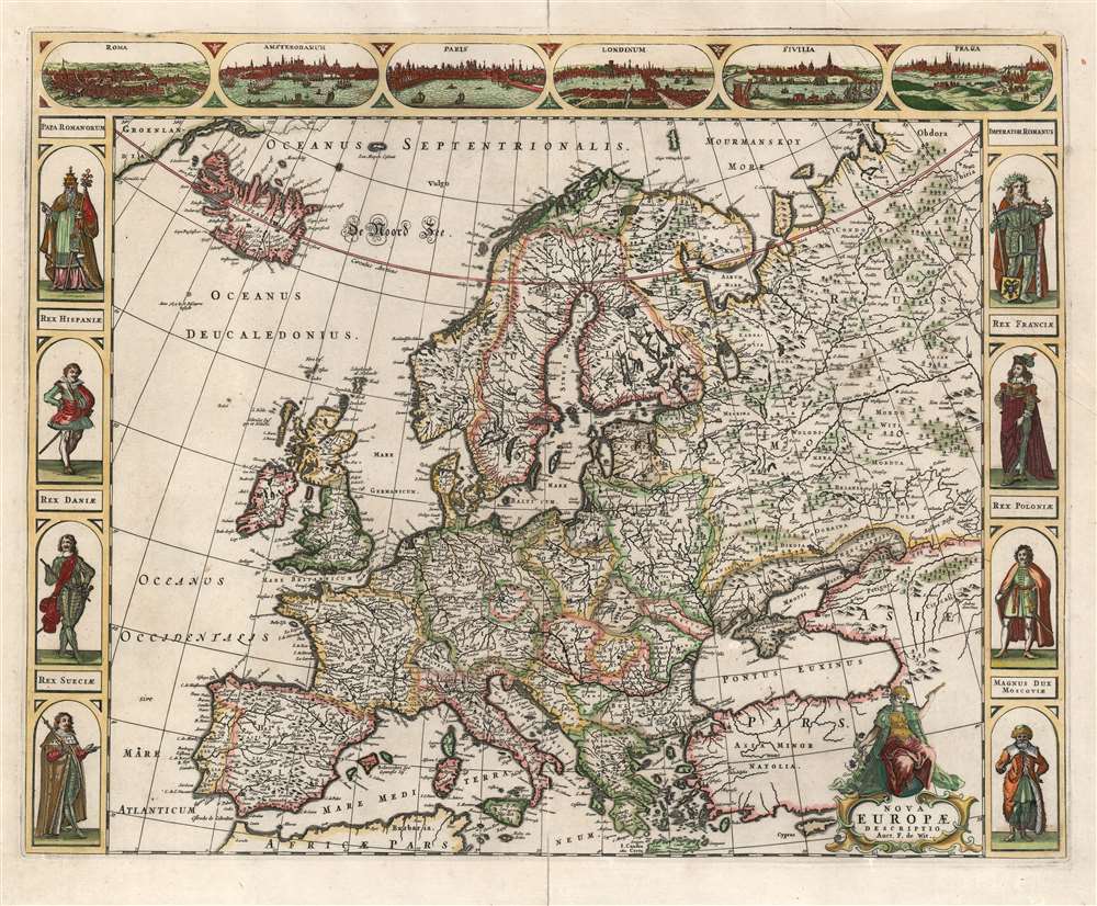 1660 Frederick de Wit 'carte á figures' Map of Europe