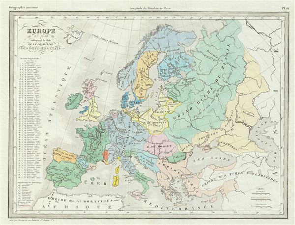 Europe en 1100 indiquant la date de la Fondation des Differens Etats. - Main View
