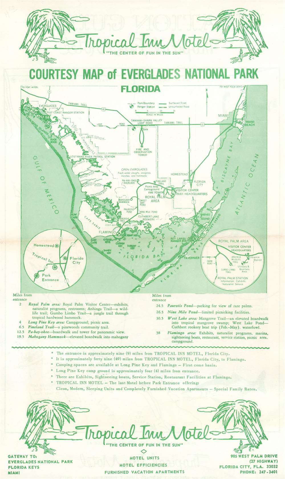Tropical Inn Motel. Courtesy Map of Everglades National Park Florida. - Main View