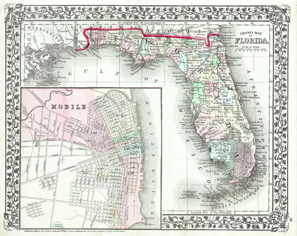 County Map of Florida. - Main View