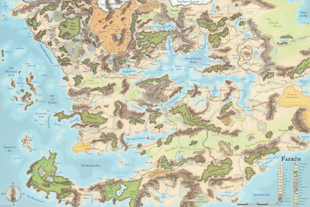 2001 Wizards of the Coast Map of Faerûn (Drizzt do'Urden)