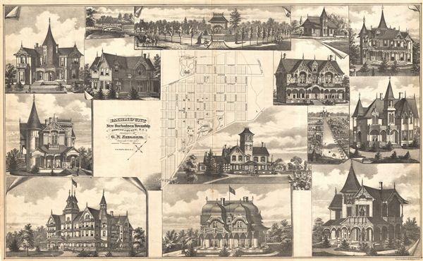 1876 Walker Map and Views of Fairmount, New Jesey