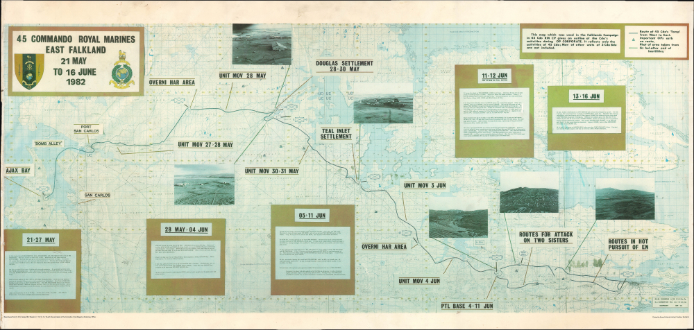 1982 Map of Royal Marines' Operations, Falklands War