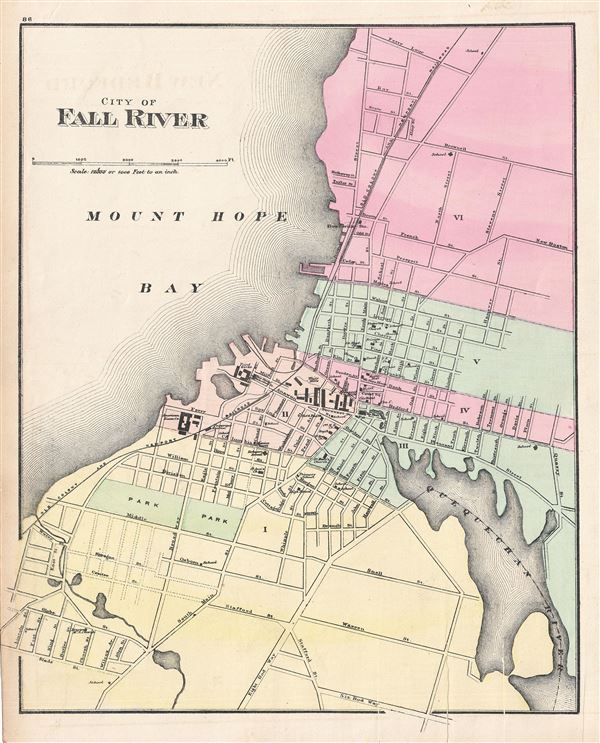 1871 Walling and Gray Map of Fall River, Massachusetts