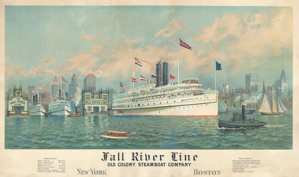 Fall River Line Old Colony Steamboat Company New York Boston. - Main View