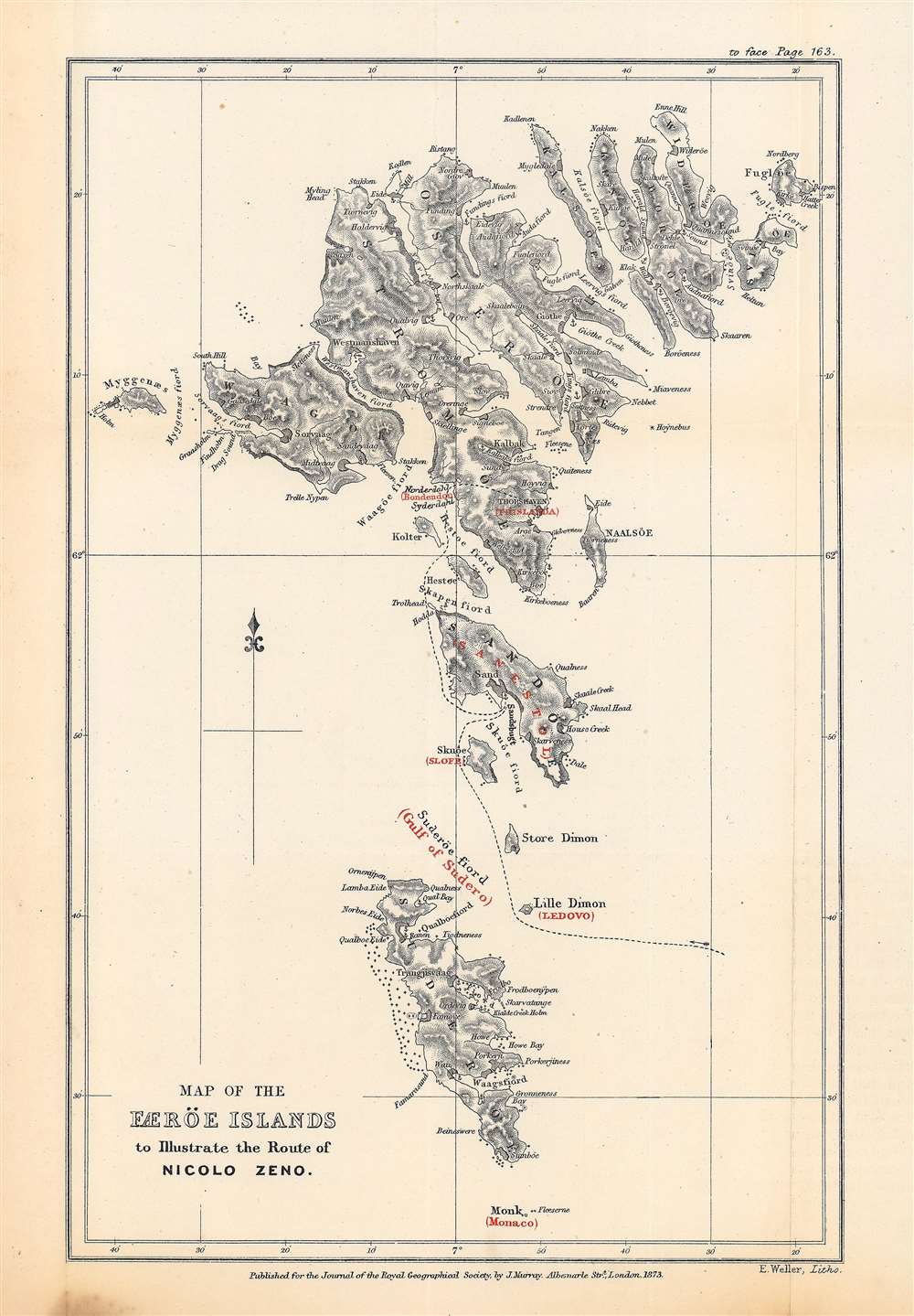 1873 Weller Map of the Faroe Islands